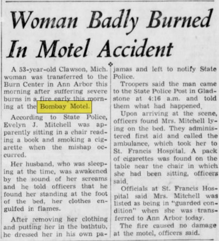 Bombay Motel - Feb 1973 Burning Accident